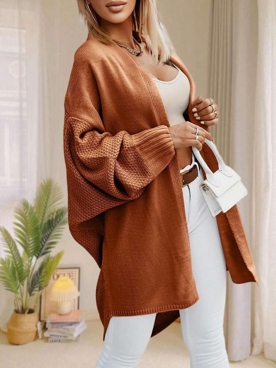 Women's Oversized Batwing Open Front Knit Cardigan