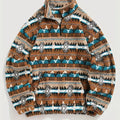 Men’s Geometric Pattern Teddy Fleece Half-Zip Pullover