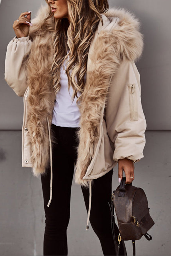 Women's Faux Fur Trim Hooded Parka Jacket