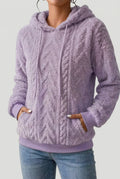 Women's textured pullover hoodie with drawstring hood, long sleeves and front pouch pocket