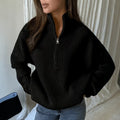 Women's Oversized Half-Zip Rib Knit Sweater