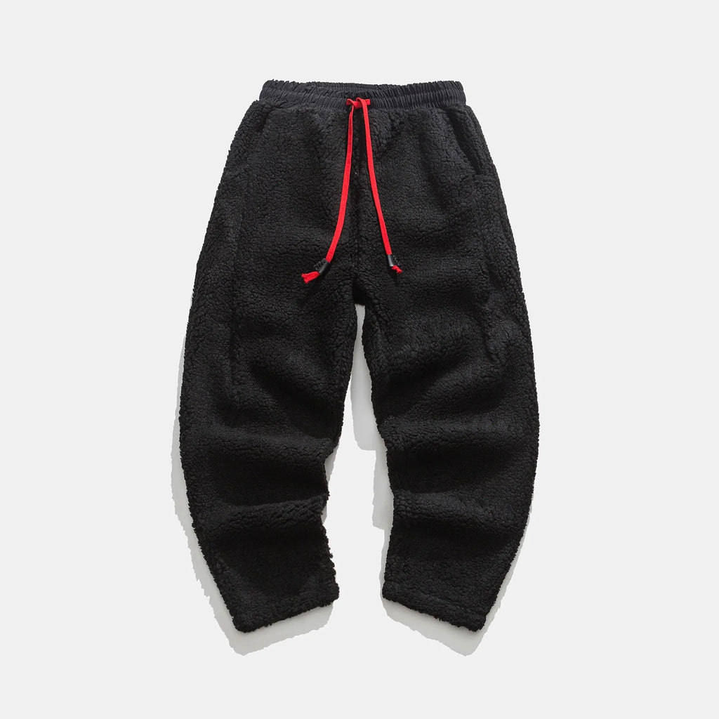 Men's Sherpa Fleece Jogger Pants with Contrast Drawstring