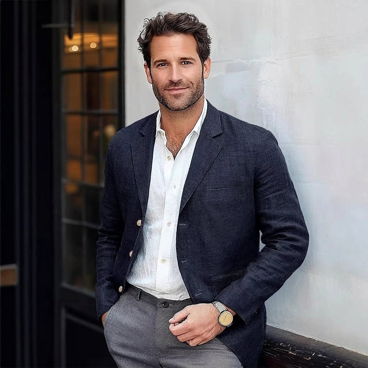 Men's Textured Two-Button Tailored Blazer