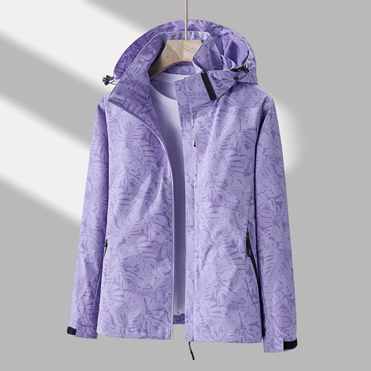 Women's Printed Windbreaker Jacket with Adjustable Hood