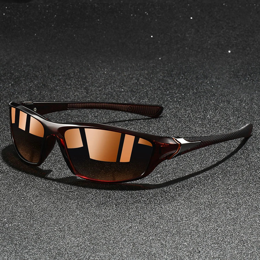 Men's Sport Wrap Polarized Sunglasses with Textured Arms