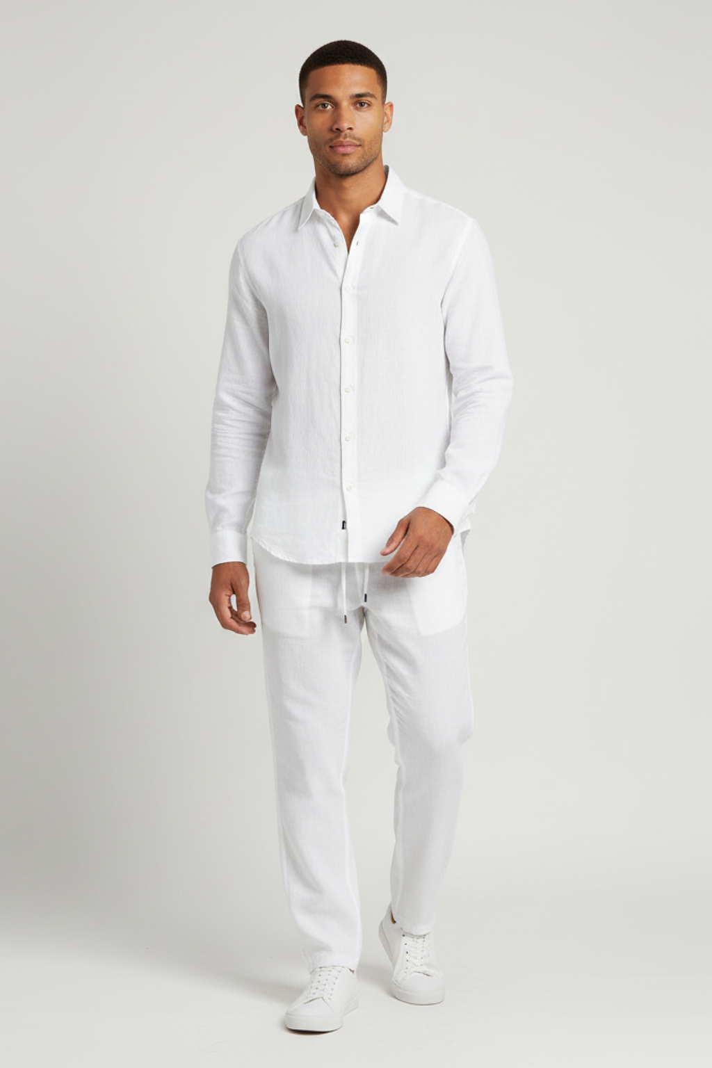 Men's Two-Piece Button-Up Shirt and Trouser Set