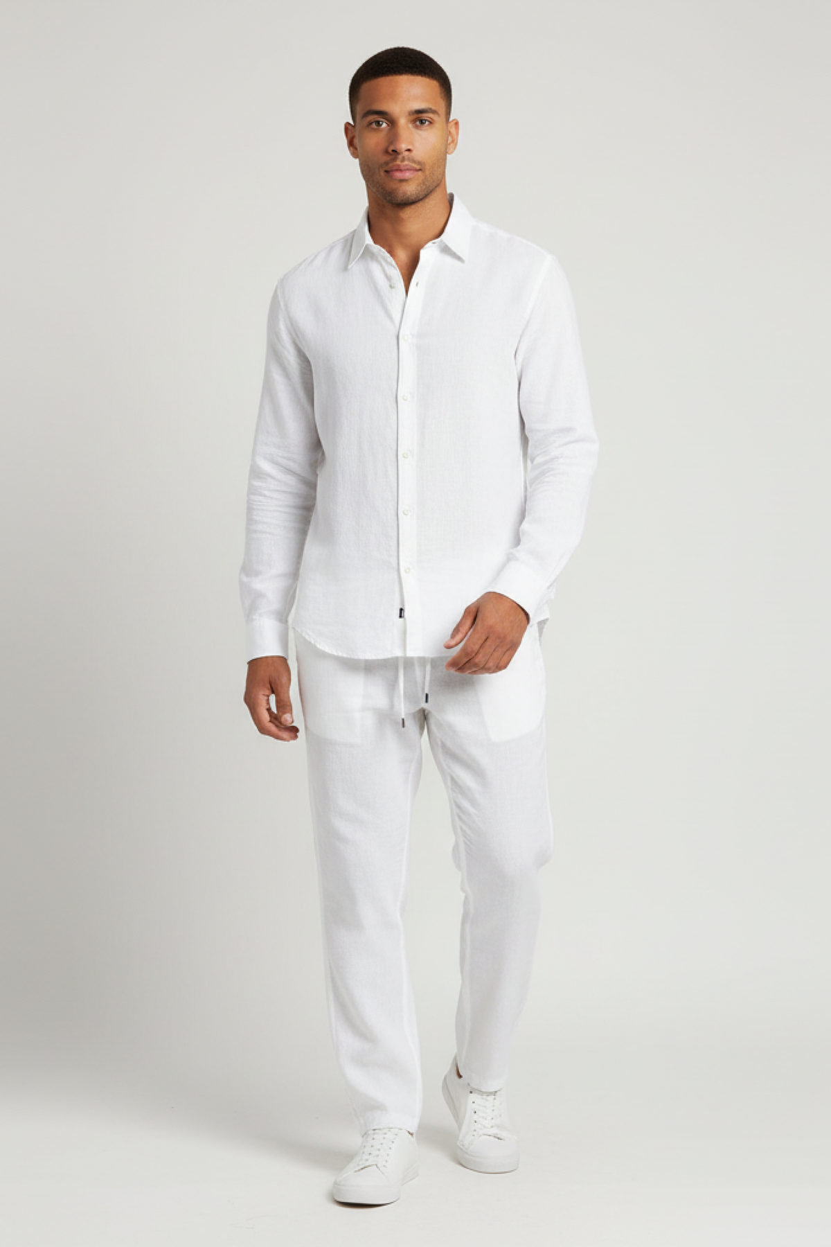 Men's Two-Piece Button-Up Shirt and Trouser Set
