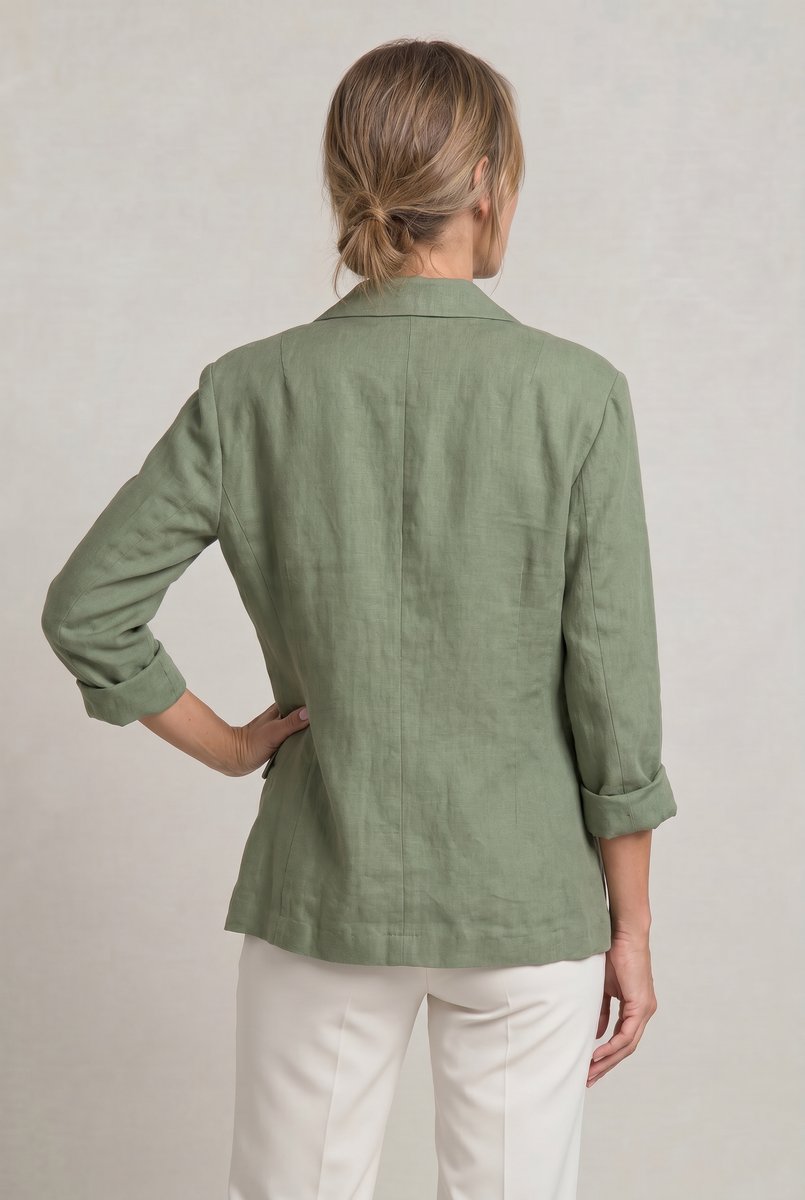 Women's Relaxed Single-Button Linen-Look Blazer