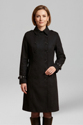 Women's Double-Breasted Military Coat with Buckle Cuffs
