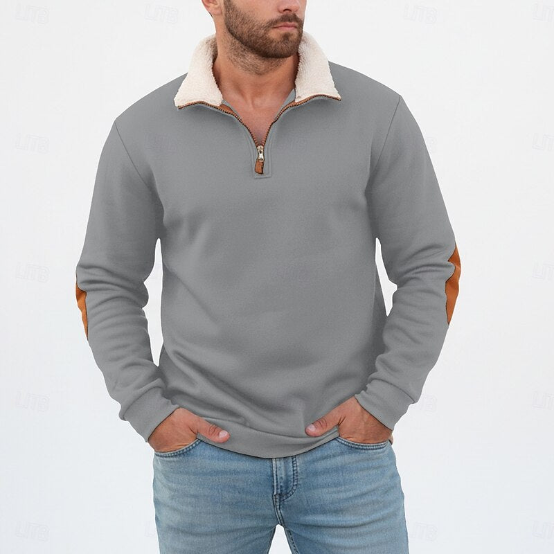 Men's Half-Zip Sweatshirt with Sherpa Collar