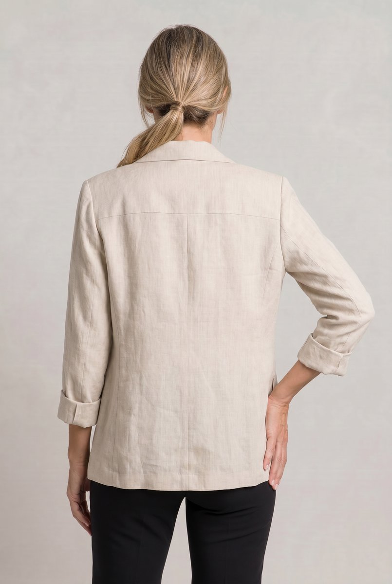 Women's Relaxed Single-Button Linen-Look Blazer