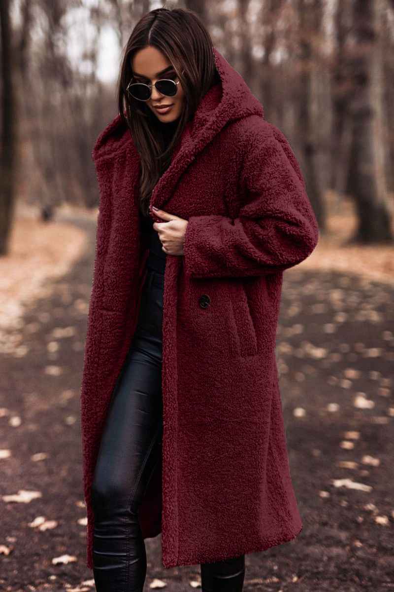 Women's Oversized Hooded Teddy Coat with Longline Fit