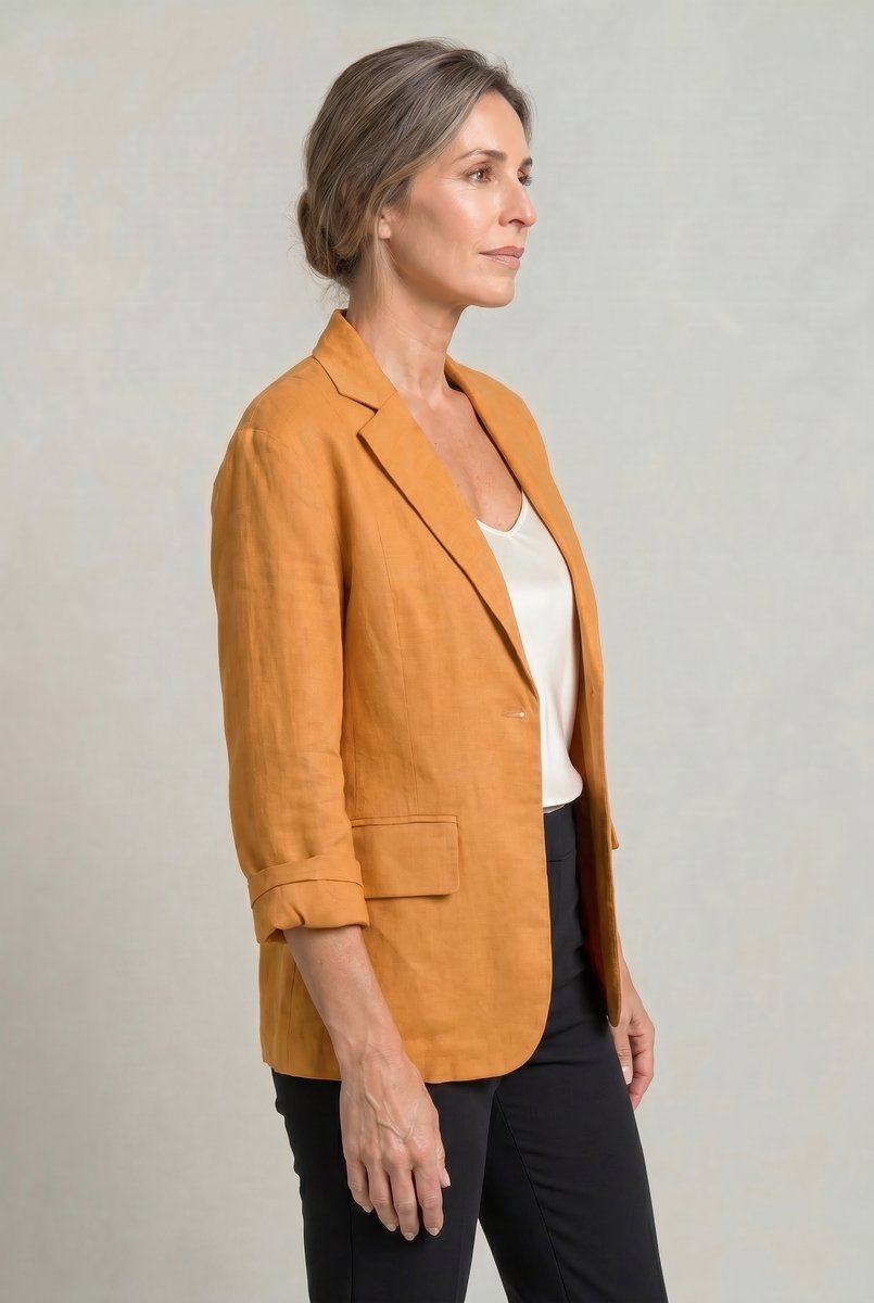 Women's Relaxed Single-Button Linen-Look Blazer