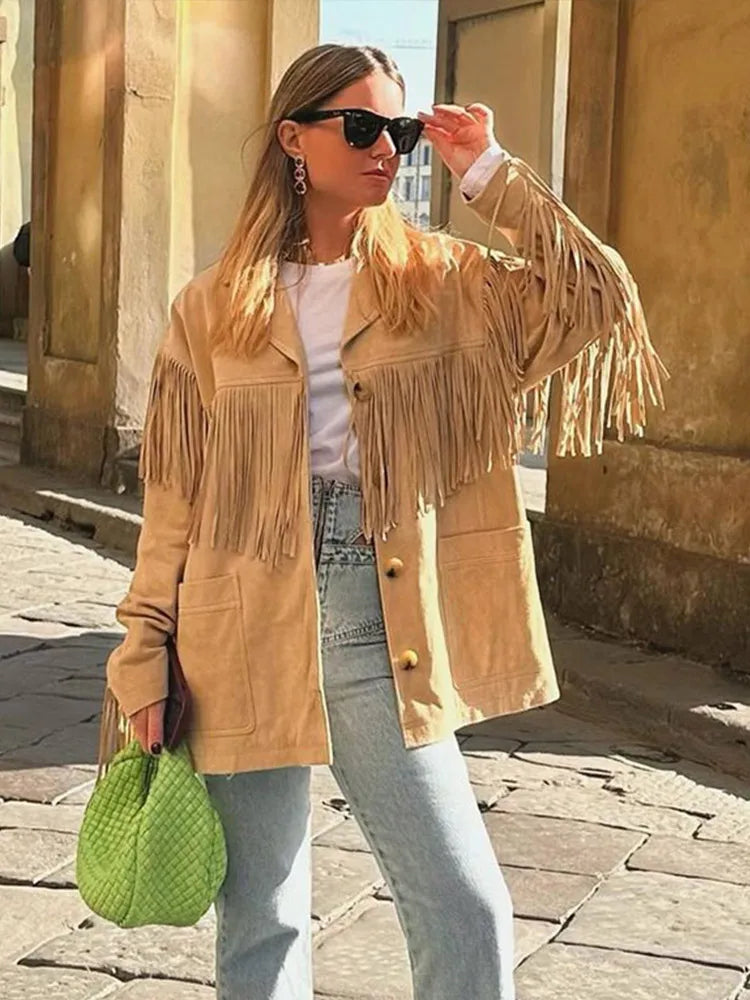 Women's Faux Suede Fringe Jacket