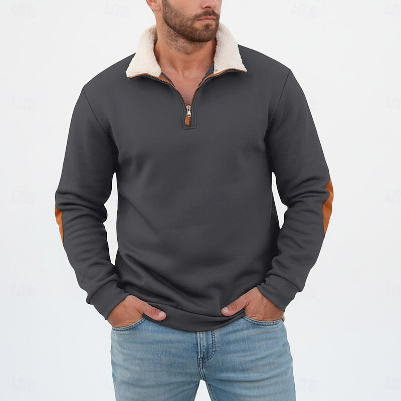 Men's Half-Zip Sweatshirt with Sherpa Collar