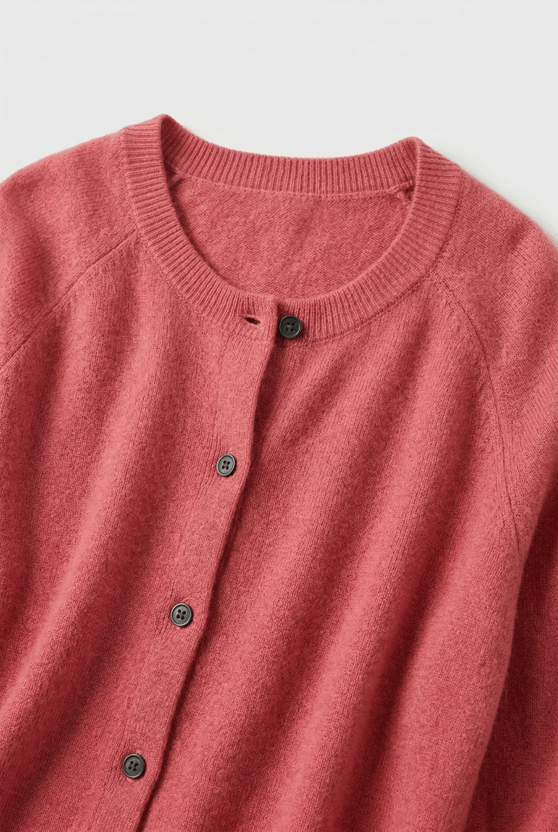 Women's Classic Button-Front Knit Cardigan with Round Neck