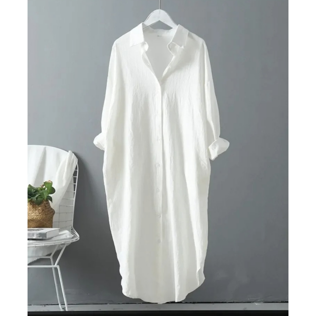 Women's Longline Oversized Button-Down Shirt Dress