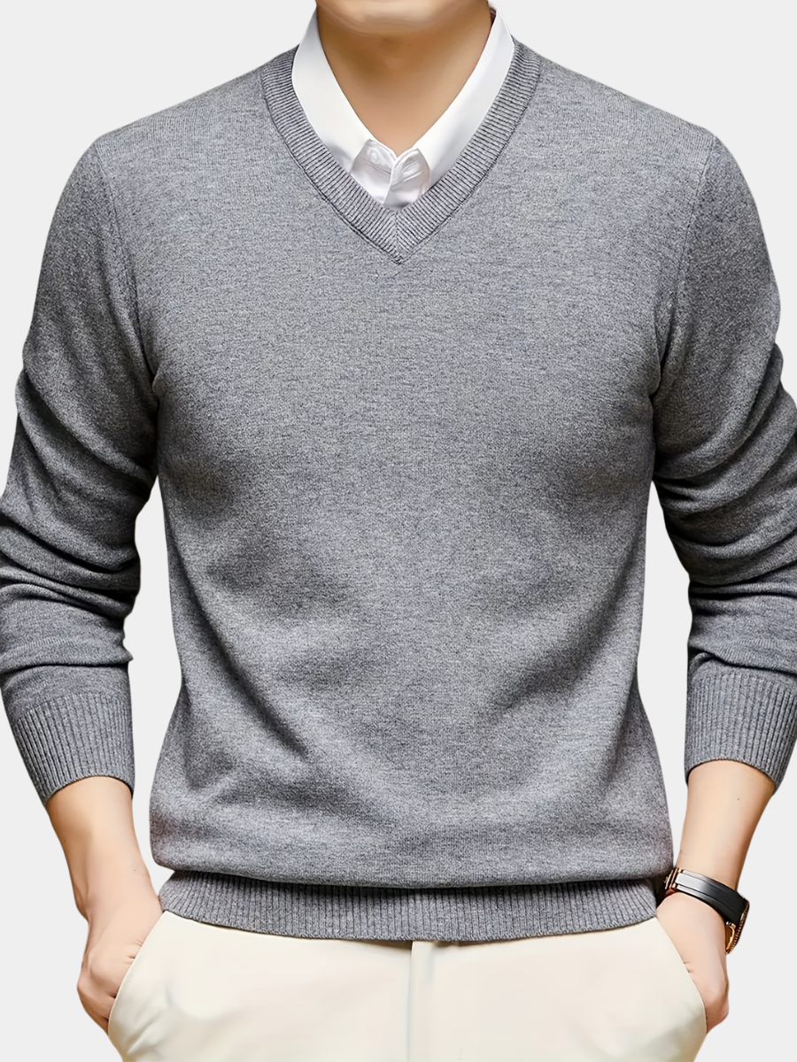 Men's Classic V-Neck Fine Knit Sweater