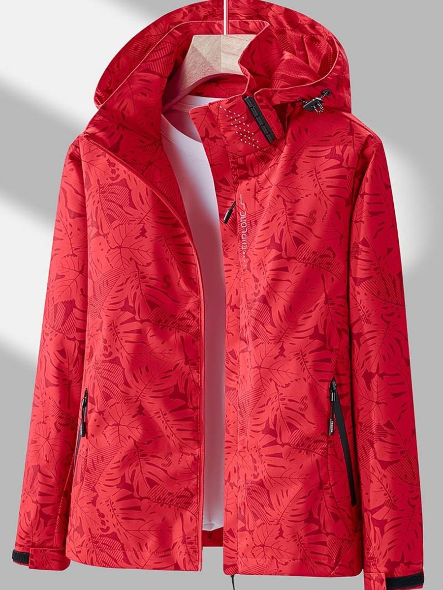 Women's Printed Windbreaker Jacket with Adjustable Hood