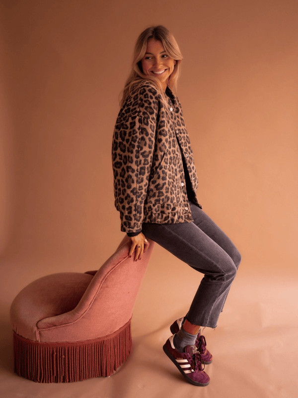 Women's Leopard Print Button-Front Shirt Jacket