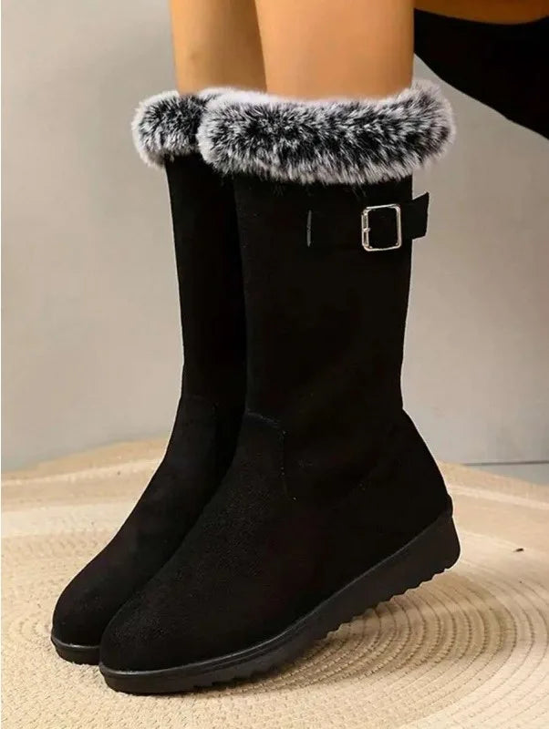 Women’s Faux Fur Trim Mid-Calf Winter Boots