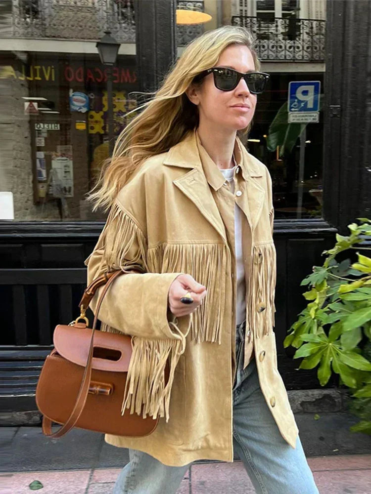 Women's Faux Suede Fringe Jacket