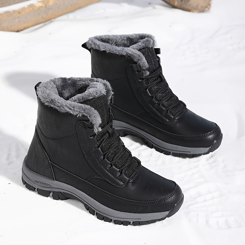 Women's Fur-Lined Lace-Up Winter Snow Boots