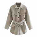 Women's Belted Shacket with Flap Chest Pockets