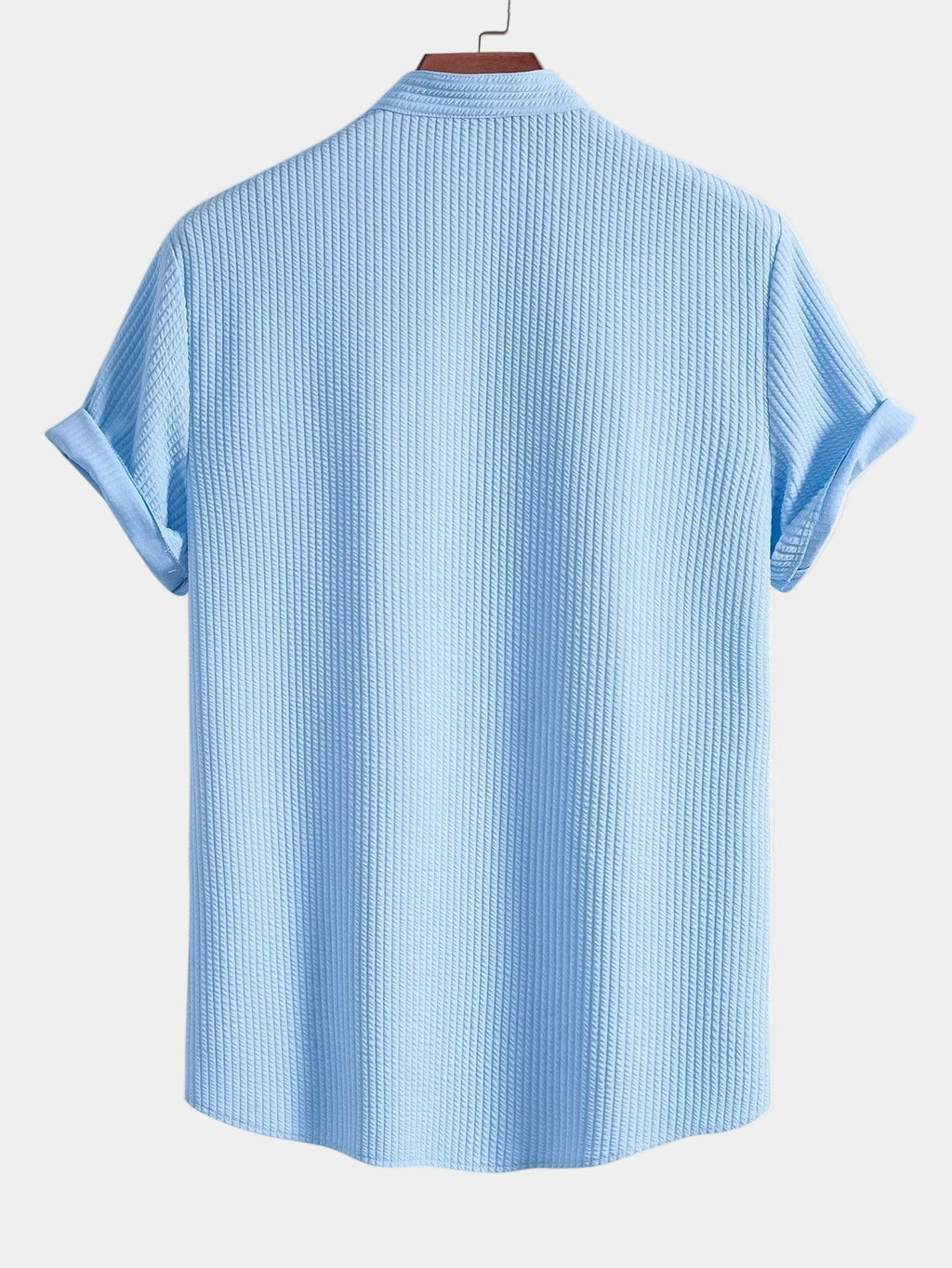 Men's Textured Short Sleeve Band Collar Shirt