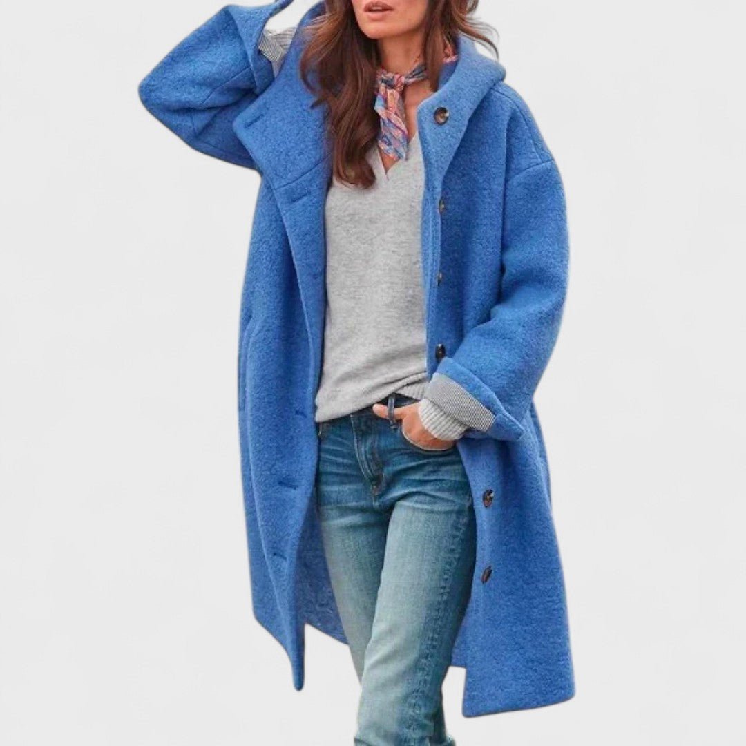 Women's Oversized Longline Button-Front Wool-Look Coat
