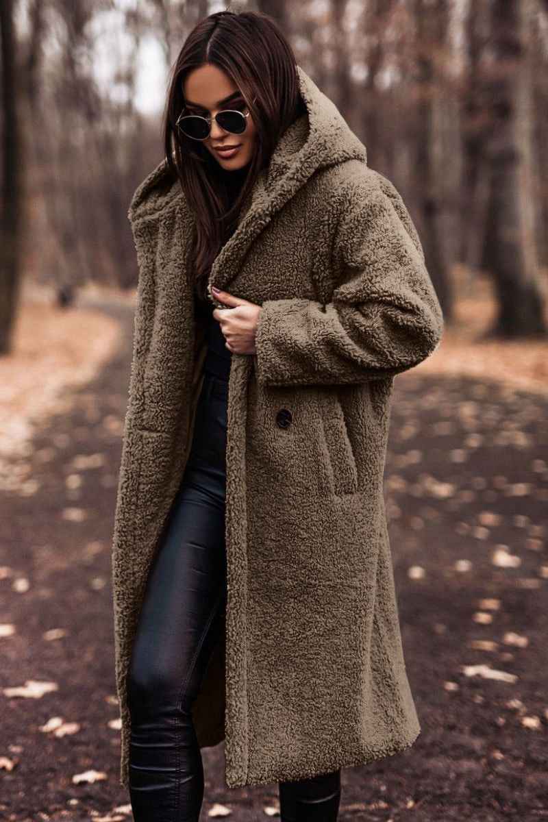 Women's Oversized Hooded Teddy Coat with Longline Fit
