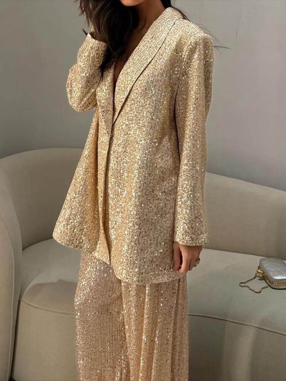 Women's Sequin Oversized Blazer Jacket