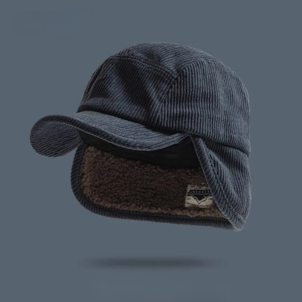 Men's Corduroy Winter Cap with Fleece Ear Flaps