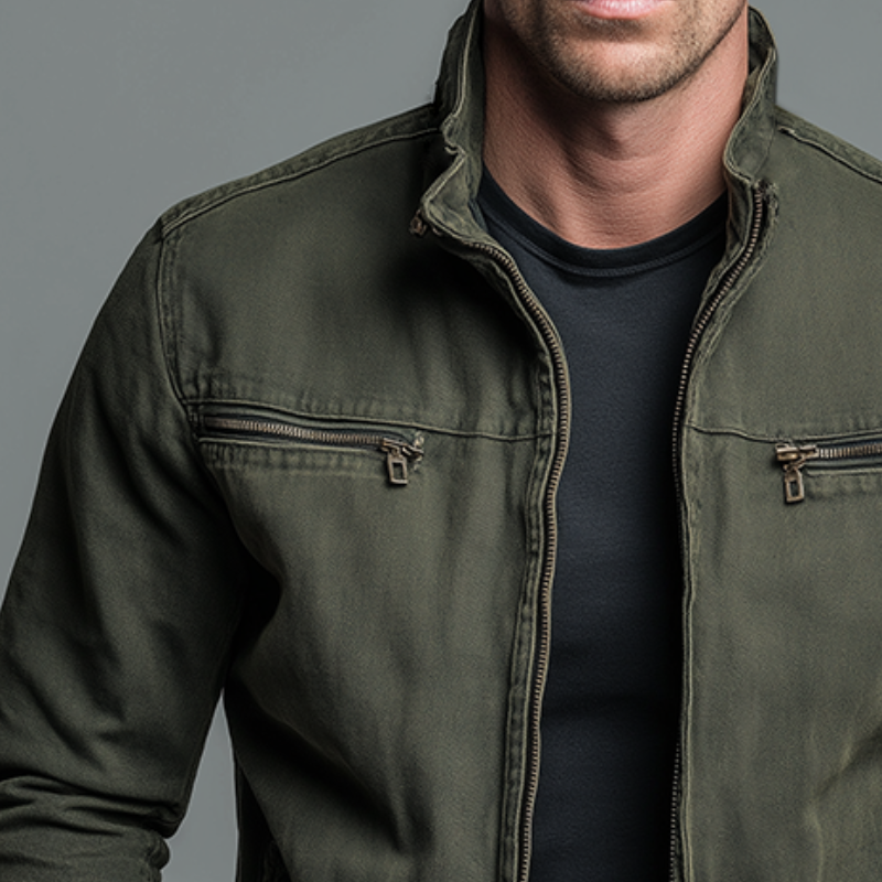 Men's Full-Zip Utility Jacket with Chest Pockets