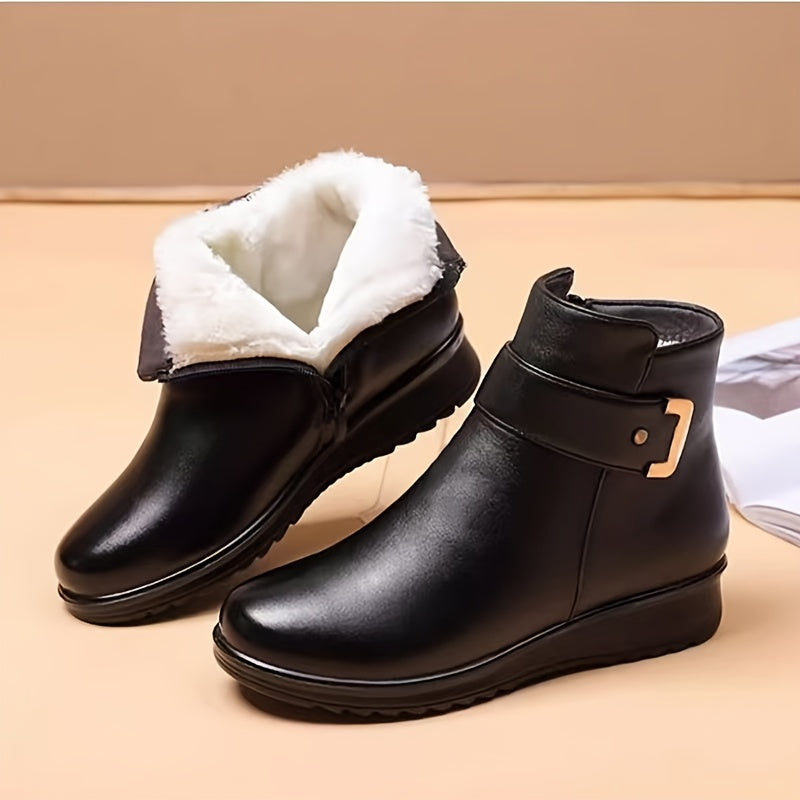 Women's Ankle Boots with Buckle Strap Detail