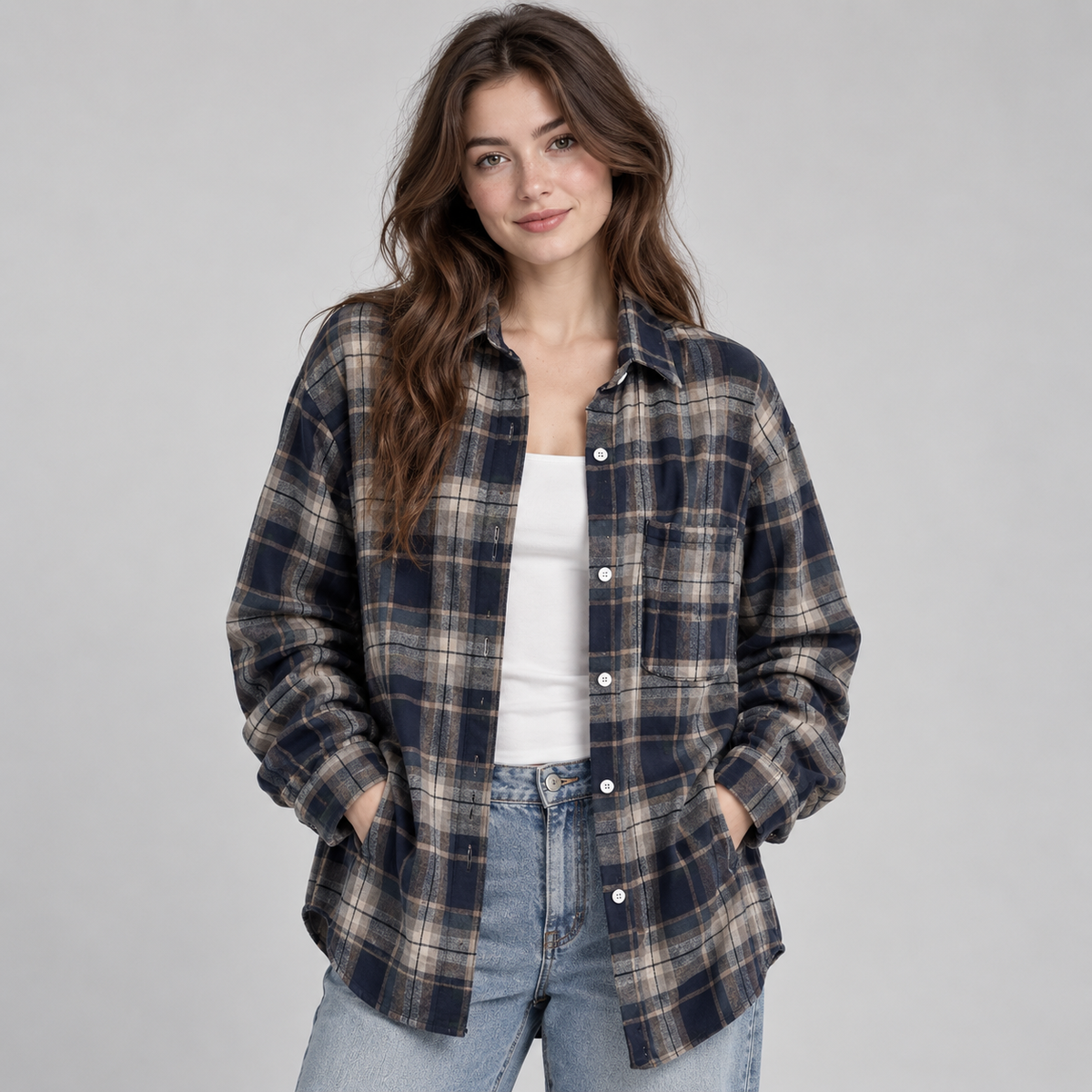 Women’s Oversized Plaid Shirt