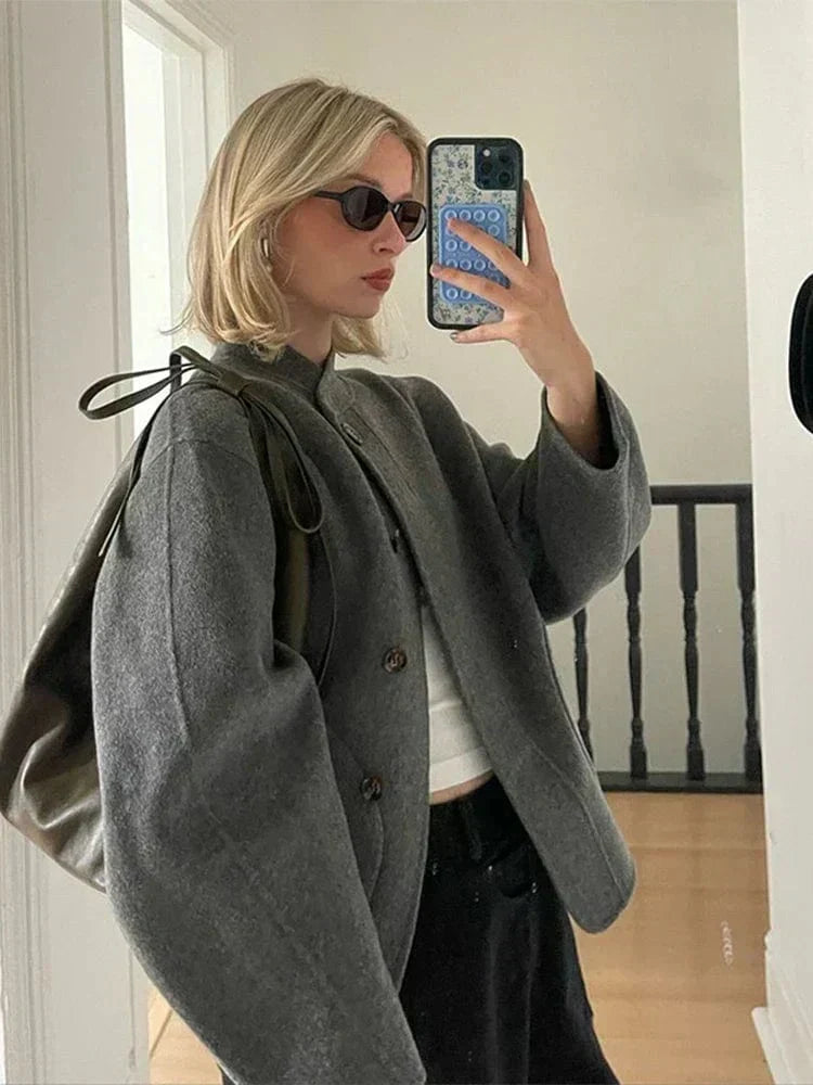 Women's Collarless Short Coat