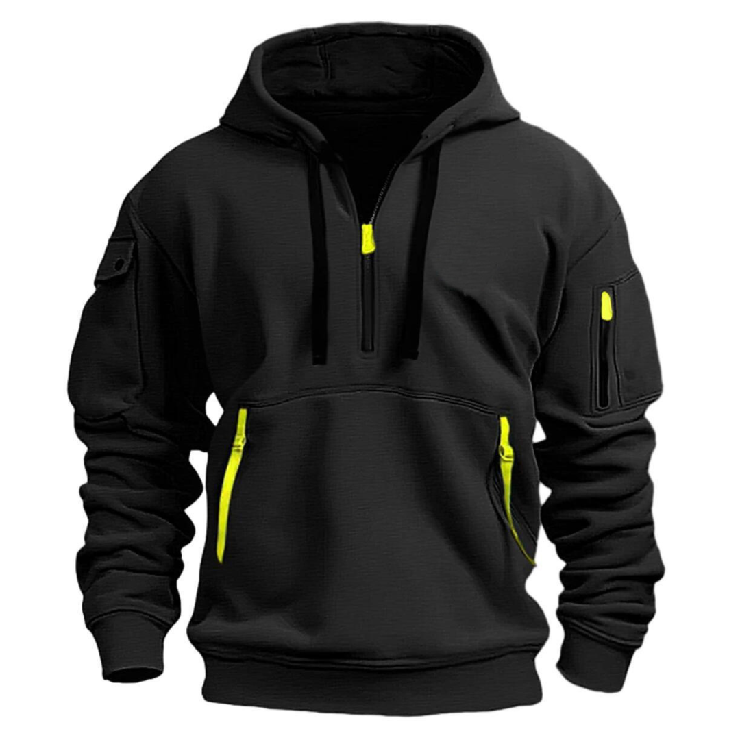 Men's Utility Half-Zip Hoodie with Multi-Pocket Design