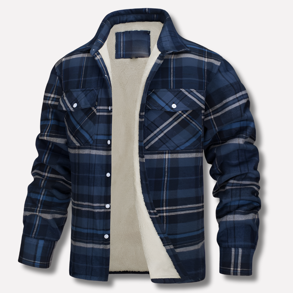 Men's Quilted Lined Plaid Flannel Shirt Jacket