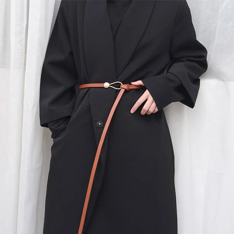 Women’s Skinny Knot Belt with Gold-Tone Hook Buckle