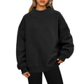 Women’s Oversized Mock Neck Fleece Sweatshirt