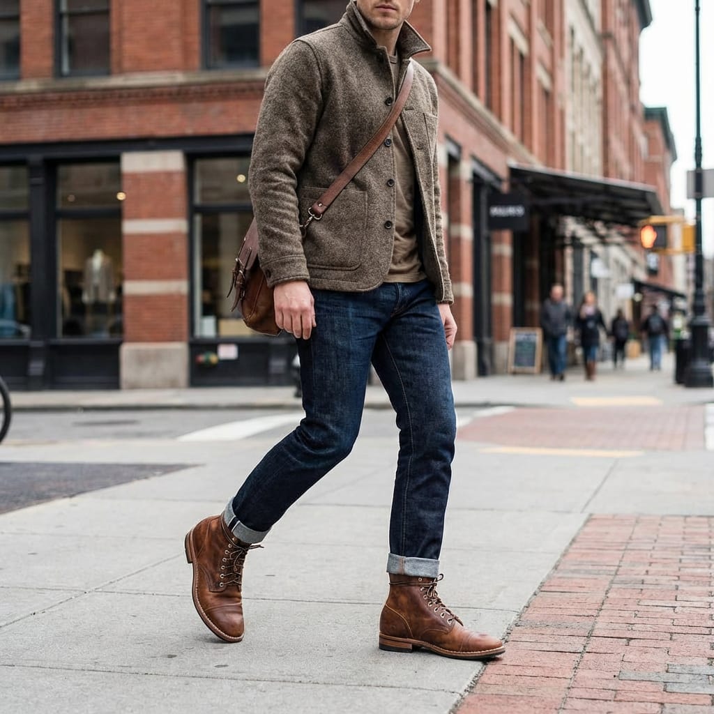 Men’s Vintage Cap Toe Lace-Up Service Boots