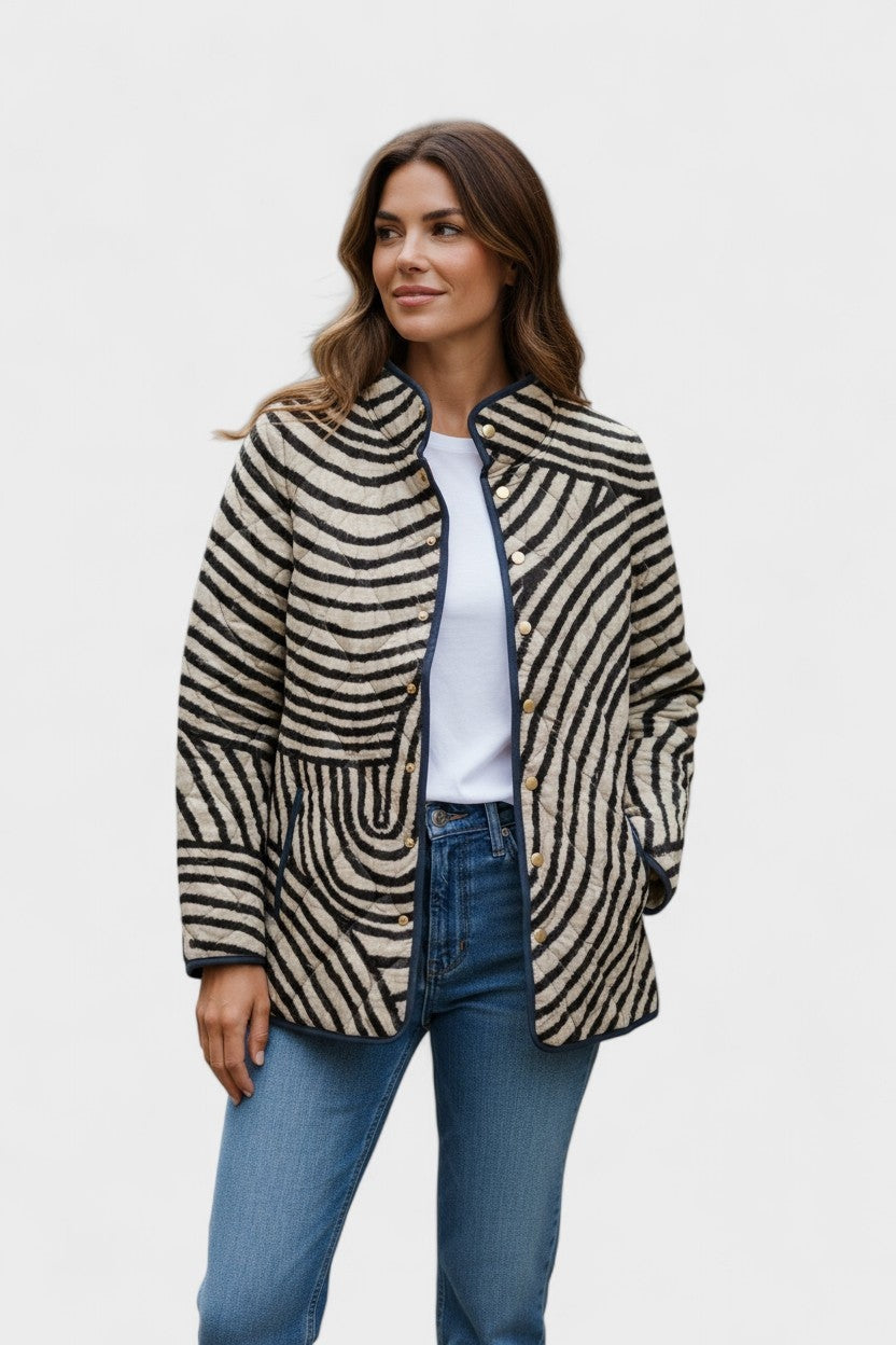 Women's Patchwork Floral Quilted Snap-Front Jacket