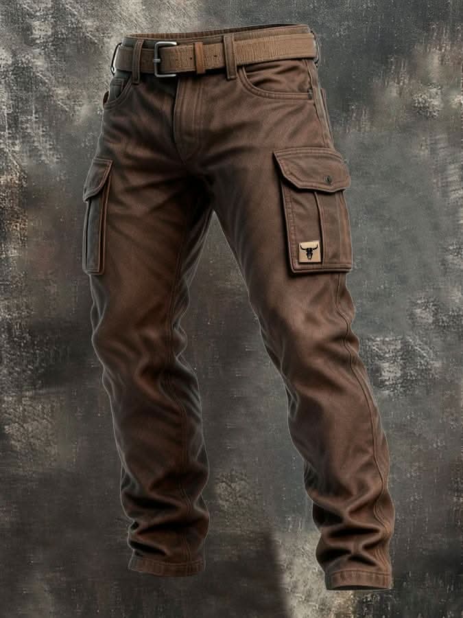 Men's Rugged Cargo Trousers with Flap Pocket Detail