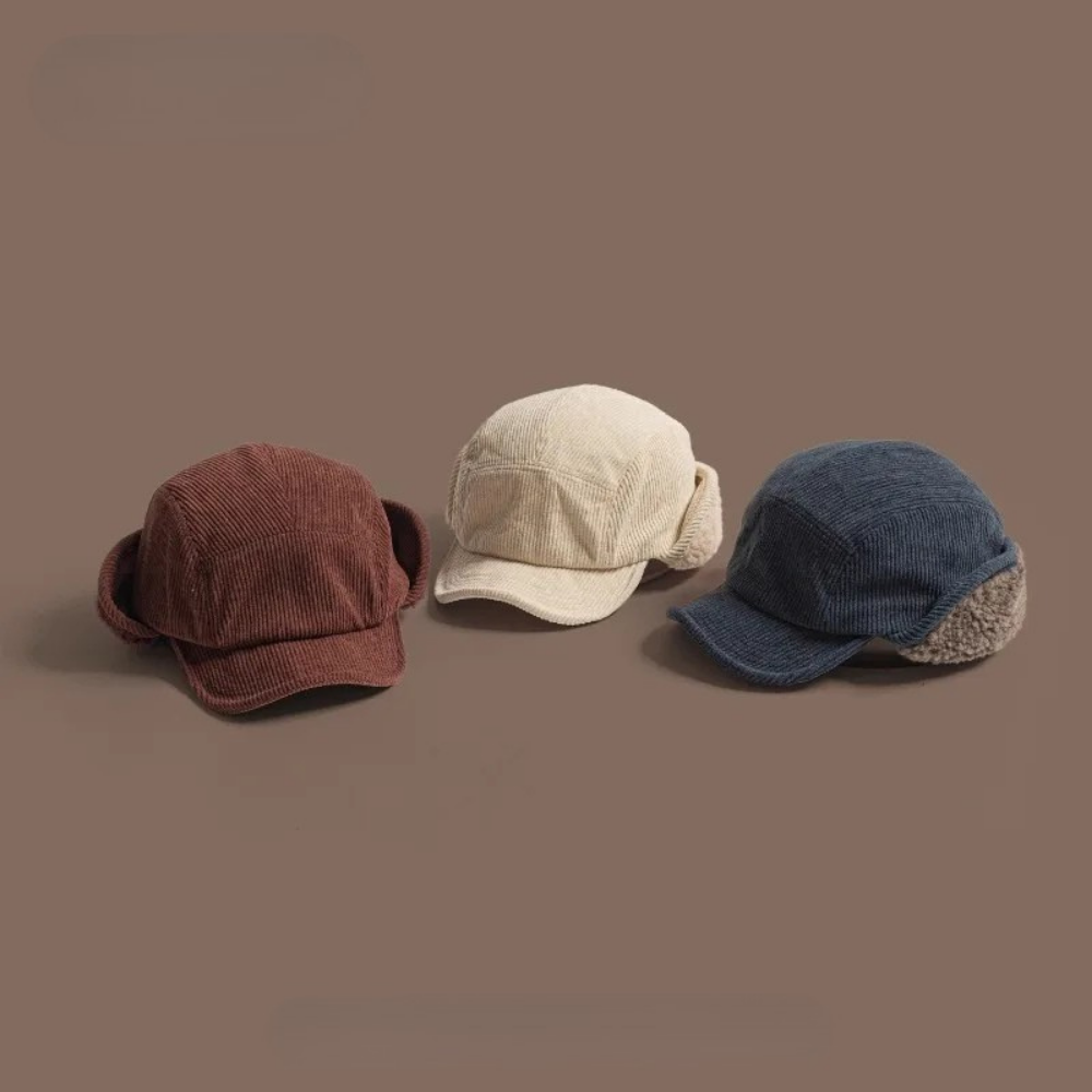 Men's Corduroy Winter Cap with Fleece Ear Flaps