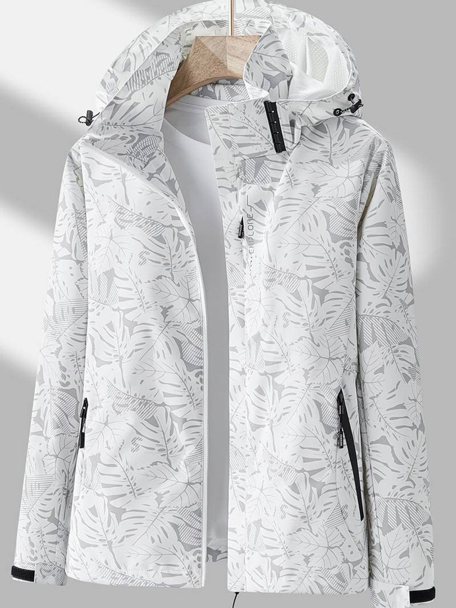 Women's Printed Windbreaker Jacket with Adjustable Hood