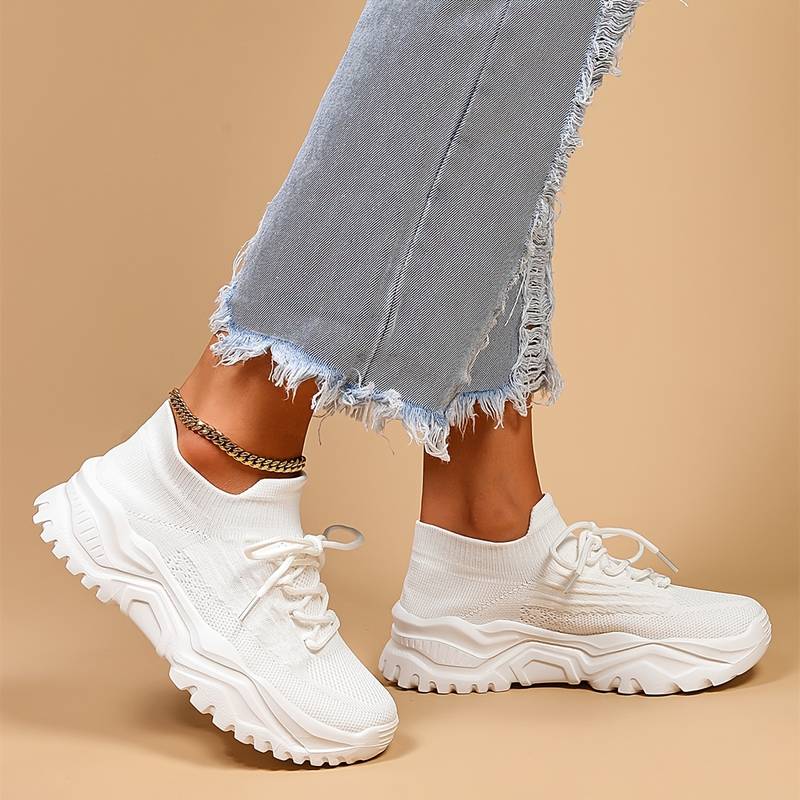 Women's Knit Sock Sneakers with Chunky Platform Sole