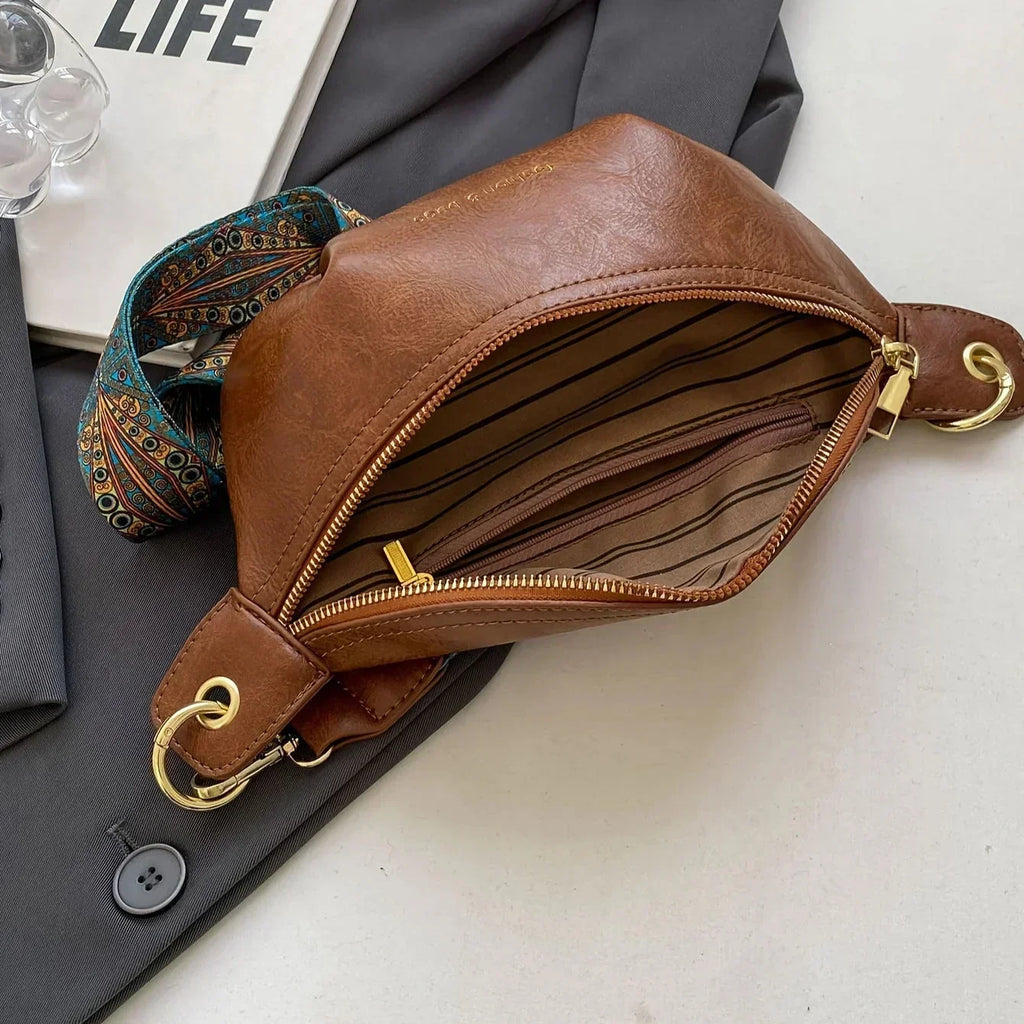 Women's Crossbody Sling Bag with Patterned Guitar Strap