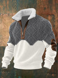 Men's Sherpa Collar Quarter-Zip Colourblock Sweater