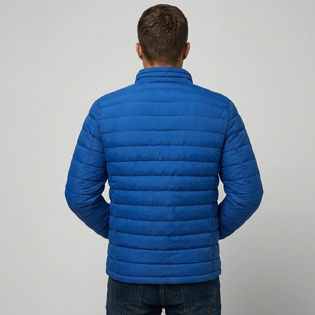 Men's Quilted Puffer Jacket with Stand Collar